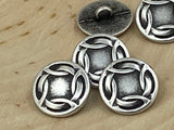 CELTIC KNOT Metal Buttons, Antique Silver, 11/16” Round Button, Qty 4 to 24, 18mm Woven Knot, Clothing Button or Leather Wrap Clasps