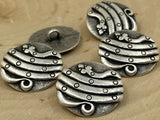 Snake Metal Buttons, Antique Silver, 22mm Round Button, Qty 4 to 8 Clothing Button or Leather Wrap Clasps 7/8”