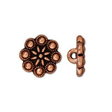 CZECH ROSETTE Buttons Qty 4 TierraCast Pewter, Flower Buttons, Antique Copper 12 mm Great Leather Wrap Clasps or Clothing