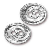 SWIRL Button, Oval Metal Buttons, Bright Rhodium, Bright Silver Tierracast 17 mm Qty 4 to 20 Great Leather Wrap Clasps or Clothing Buttons