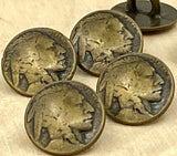 Indian Head Metal Buttons 3/8" Antique Brass, Reproduction Nickel Tiny Shank Back Button Qty 4 or 8  11mm, Clothing, Sweaters Shirt, Jewelry