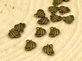 Tiny Pumpkin Charms, Quantity 20 Fall Harvest Charm, Antique Brass 11mm x 10mm, Bronze Melon Drops