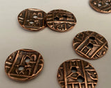 COIN Buttons, TierraCast Round Metal Buttons Qty 4 Antique Copper, 15mm, Asian Coin Reproduction, Tierra Cast