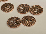 COIN Buttons, TierraCast Round Metal Buttons Qty 4 Antique Copper, 15mm, Asian Coin Reproduction, Tierra Cast