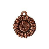 Sunflower Drops Antique Copper Flower Charms Tierracast 17mm Qty 4 to 20, Sun Flower Pendants, Wrap Bracelet Charms Made in US Double Sided