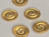 Oval SWIRL Buttons, Gold Tierracast 17mm Qty 4 to 20 Gold Plate, Double Sided Metal Button, Leather Wrap Clasps or Clothing, Two Hole Button