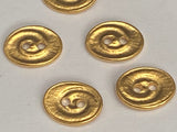 Oval SWIRL Buttons, Gold Tierracast 17mm Qty 4 to 20 Gold Plate, Double Sided Metal Button, Leather Wrap Clasps or Clothing, Two Hole Button