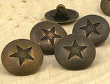 STAR Buttons Antique Dark Brass Metal Button, 15mm, 5/8" Qty 4 Antique Bronze, Sweater Jacket or Short Button, Leather Wrap Clasps Clothing