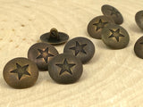 STAR Buttons Antique Dark Brass Metal Button, 15mm, 5/8" Qty 4 Antique Bronze, Sweater Jacket or Short Button, Leather Wrap Clasps Clothing