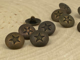 STAR Buttons Antique Dark Brass Metal Button, 15mm, 5/8" Qty 4 Antique Bronze, Sweater Jacket or Short Button, Leather Wrap Clasps Clothing