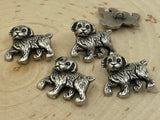 Puppy Antique Silver Metal Buttons, 1" Button, Dog Metal Button, Qty 4, Shank Button, Great for Leather Wrap Clasps or Clothing