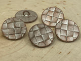 Basket Weave Metal Buttons Copper with White Patina Metal Button 25mm, 1”  Qty 4 Round Button, Great Leather Wrap Clasps Clothing Buttons