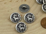 Wild Buck Metal Button Antique Silver Elk Antlers 15mm Qty 4 to 8, Country Western Button 5/8" Cowboy Leather Wrap Clasp Sweater Jacket Suit