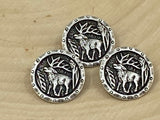 Wild Buck Metal Button Antique Silver Elk Antlers 15mm Qty 4 to 8, Country Western Button 5/8" Cowboy Leather Wrap Clasp Sweater Jacket Suit