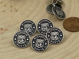 HISTORIC ROUTE 66 Metal Buttons, Highway 66, Qty 4 to 24, Antique Silver 5/8" Wide, 15mm, Shank Back Button, Old Hwy 66