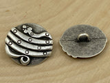 Snake Metal Buttons, Antique Silver, 22mm Round Button, Qty 4 to 8 Clothing Button or Leather Wrap Clasps 7/8”