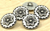 Open Lotus Flower Metal Buttons 5/8" Antique Silver, Qty 4 to 12, 15mm Yoga Wrap Jewelry Bracelet, Shirts Sweater or Jacket Clasps, Knitting