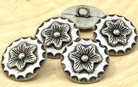 Open Lotus Flower Metal Buttons 5/8" Antique Silver, Qty 4 to 12, 15mm Yoga Wrap Jewelry Bracelet, Shirts Sweater or Jacket Clasps, Knitting