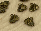 Tiny Pumpkin Charms, Quantity 20 Fall Harvest Charm, Antique Brass 11mm x 10mm, Bronze Melon Drops