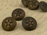 STAR Buttons Antique Dark Brass Metal Button, 15mm, 5/8" Qty 4 Antique Bronze, Sweater Jacket or Short Button, Leather Wrap Clasps Clothing