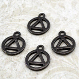 TierraCast RECOVERY Charms, Recovery Symbol Drop Pendants, Black Oxide, Qty 4 to 20, Tierra Cast, Reversible Gunmetal Gray