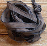 TAUPE Silk Ribbon Hand Dyed Silk Strings Crinkle Silk Ribbon Bulk Wholesale Bracelet Ribbons Qty 5 to 25 Soft Gray Brown Ties for Silk Wraps