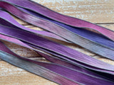 WINE and ROSES Hand Dyed Silk Ribbons Qty 5, Silk Crinkle Watercolor Strings, Ribbons, Wonderful Wrap Bracelets Handfasting Ribbon