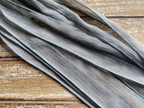 Dove Gray Silk Ribbons Hand Dyed Crinkle Silk,Sewn 5 Ties Strings Putty Brown Gray, Stringing Supplies, Hand Dyed