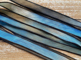 BLUE EYES Silk Ribbon, Hand Dyed Silk Ribbon Strings Blue Gray Tan Brown Black, Great for Jewelry or Crafts, Bracelet Wraps