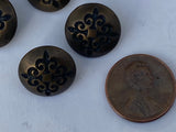 QUATRE FLEUR de Lis Metal Buttons Antique Brass 5/8” 15mm, Quatre Foil Fleur De Lis Cross Qty 4 Bronze Leather Wrap Clasps Clothing Button