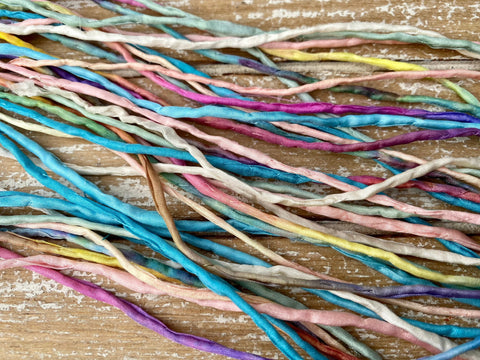 Unicorn Beach Silk Cord Assortment 2-3mm Hand Dyed Hand Sewn Cording Bulk 10 to 50 Strings, Mix of Solid and Watercolor Cords