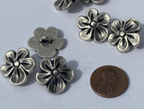 Blossom Buttons 3/4” / Metal Apple Blossom Button / Qty 4 Antique Silver 20mm / Garden Flower Jewelry Findings Bracelet Clasp