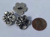 Blossom Buttons 3/4” / Metal Apple Blossom Button / Qty 4 Antique Silver 20mm / Garden Flower Jewelry Findings Bracelet Clasp