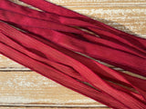 BARN DOOR Hand Dyed Silk Ribbon 5 Hand-Dyed Sewn Strings Russet Red, Earthy Red, Handmade Jewelry Ribbon, Great Necklace or Bracelet Wraps