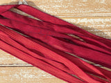 BARN DOOR Hand Dyed Silk Ribbon 5 Hand-Dyed Sewn Strings Russet Red, Earthy Red, Handmade Jewelry Ribbon, Great Necklace or Bracelet Wraps