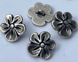 Blossom Buttons 3/4” / Metal Apple Blossom Button / Qty 4 Antique Silver 20mm / Garden Flower Jewelry Findings Bracelet Clasp