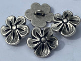 Blossom Buttons 3/4” / Metal Apple Blossom Button / Qty 4 Antique Silver 20mm / Garden Flower Jewelry Findings Bracelet Clasp