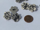 Blossom Buttons 3/4” / Metal Apple Blossom Button / Qty 4 Antique Silver 20mm / Garden Flower Jewelry Findings Bracelet Clasp