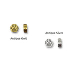 TierraCast PAW BEADS in Antique Silver or Antique Gold / Qty 10 to 20 / Tiny Cat or Dog Paw Bead / Animal Charm Accents for Pet Id Bracelets