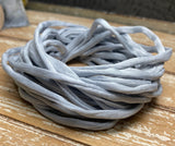 Pearl Gray Silk Cords /Light Pastel Grey Cording 3mm to 4mm x 3 Yards / Hand Dyed Handmade Silk Strings  / Silkwraps Handfasting Cord