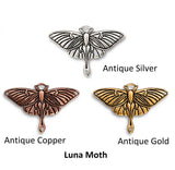 TierraCast Luna Moth Pendant Link /Bulk Listing / Pewter w Finishes in Antique Silver Antique Copper or Antique Gold 39mm Renewal Collection