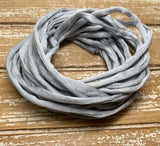 Pearl Gray Silk Cords /Light Pastel Grey Cording 3mm to 4mm x 3 Yards / Hand Dyed Handmade Silk Strings  / Silkwraps Handfasting Cord