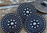 Mandala Buttons Antique Silver / 20mm Dot Tribal Shield Button 3/4” Qty 4 to 8 Jewelry Findings / Leather Wrap Clasp Sweater Clothing Button