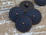 Mandala Buttons Antique Copper / 20mm Dot Mandala Tribal Shield Button 3/4” Qty 4 to 8 /Ethnic Leather Wrap Clasp Sweater Clothing Fastener