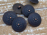 Mandala Buttons Antique Copper / 20mm Dot Mandala Tribal Shield Button 3/4” Qty 4 to 8 /Ethnic Leather Wrap Clasp Sweater Clothing Fastener