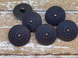 Mandala Buttons Antique Copper / 20mm Dot Mandala Tribal Shield Button 3/4” Qty 4 to 8 /Ethnic Leather Wrap Clasp Sweater Clothing Fastener