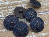 Mandala Buttons Antique Copper / 20mm Dot Mandala Tribal Shield Button 3/4” Qty 4 to 8 /Ethnic Leather Wrap Clasp Sweater Clothing Fastener