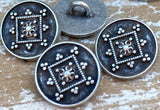 Fancy Victorian Metal Buttons 5/8" Antique Silver / Petit Point French Embroidery Button / Qty 4 to 8 / 15mm Clothing or Leather Wrap Clasps