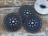 Mandala Buttons Antique Silver / 20mm Dot Tribal Shield Button 3/4” Qty 4 to 8 Jewelry Findings / Leather Wrap Clasp Sweater Clothing Button