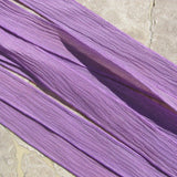 Grape crinkle silk hand dyed silk ribbons - Qty 5 silk strings bright fun lilac purple - create wrap bracelets or use for bridal flower trim